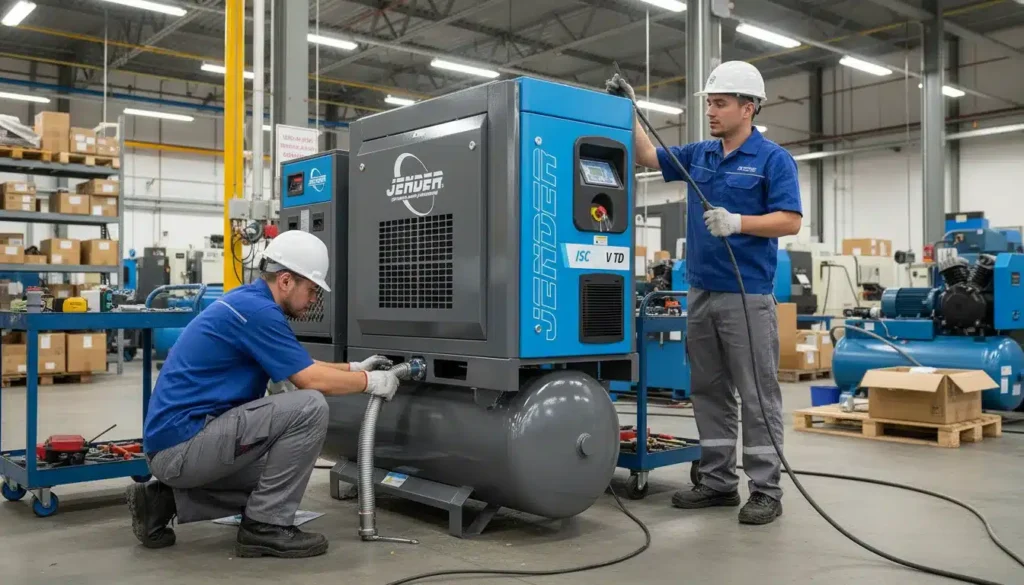 screw compressor in a factory